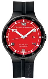 V܃|VFfUCX[p[Rs[ |VFfUCvRs[ YPorsche Design Flat Six Automatic Black PVD Steel Mens Watch Calendar Red Dial 6350.43.74.1254