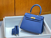 エルメス　ケリー 20cm 外縫い　ブルーフランス　ヴォーエプソン　ゴールド金具