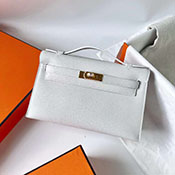 最高級皮革素材 エルメス　ポシェットケリー　白 (ホワイト)Blanc (White)(01)　ヴォーエプソン　ゴールド金具 hermes-OFF08-585