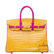 GX HERMES@o[L 25cm [Birkin 25cm]@p[\iI[_[@jeBJX@W[kAu~[YVFwU[h [JAUNE AMBRE(9D)/ROSE SHEHERAZADE(J5)]@S[h