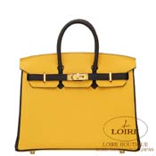 GX HERMES@o[L 25cm [Birkin 25cm]@p[\iI[_[@gS@W[kAu~N [JAUNE AMBRE(9D)/NOIR(89)]@S[h