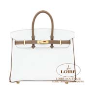 GX HERMES@o[L 25cm [Birkin 25cm]@p[\iI[_[@N}X@V~GgD[v [BLANC(01)/ETOUPE(18)]@VpS[h
