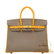 GX HERMES@o[L 25cm [Birkin 25cm]@p[\iI[_[@Gv\@GgD[v~W[kh[ [ETOUPE(18)/JAUNE D OR(9V)]@S[h