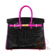 GX HERMES@o[L 25cm [Birkin 25cm] p[\iI[_[@|TX@N~[YVFwU[h [NOIR(89)/ROSE SHEHERAZADE(J5)]@S[h