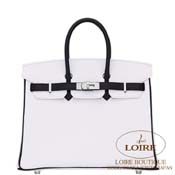 GX HERMES@o[L 25cm [Birkin 25cm]@p[\iI[_[@N}X@V~N [BLANC(01)/NOIR(89)]@Vo[