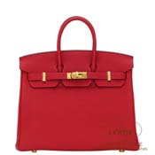 GX HERMES@o[L 25cm [Birkin 25cm]@gS@[WBt [ROUGE VIF(53)]@S[h