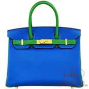 GX HERMES@o[L 30cm [Birkin 30cm]@p[\iI[_[@N}X@u[Ch~ou[[BLEU HYDRA(T7)/BAMBOU(1K)]@}bgS[h