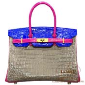 GX HERMES@o[L 30cm [Birkin 30cm]@p[\iI[_[@jeBJX@OgD[gD[ (gDeB[O[)~u[GNgbN~[YVFwU[h [GRIS TOURTERELLE(81)/BLEU ELECTRIQUE(7T)/ROSE SHEHERAZADE(J5)]@S[h