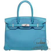 GX HERMES@o[L 30cm [Birkin 30cm]@M[Y [Ghillies]@gS~XCtg@^[RCY [TURQUOISE(7B)]@Vo[