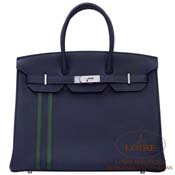 GX HERMES@o[L ItBVG 35cm [Birkin Officier 35cm]@gS~XCtg@u[jC~F[Vv [BLEU NUIT(2Z)/VERT CYPRES(6O)]@Vo[