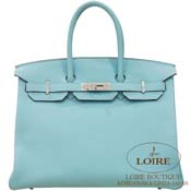 GX HERMES@o[L 35cm [Birkin 35cm]@gS@u[Ag[ [BLUE ATOLL(3P)]@Vo[