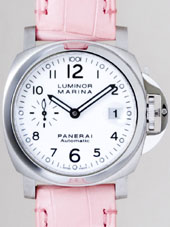 国内最大級パネライスーパーコピー パネライ時計コピー ルミノールマリーナ zPAM00049 40mm　ピンク皮 ホワイト