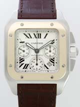最高級カルティエスーパーコピー カルティエ時計コピー Cartier サントス100 W20091X7 ＳＧ　クロノグラフ　茶皮 ホワイト