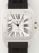 国内最大級カルティエスーパーコピー カルティエ時計コピー Cartier サントス100 zW20073X8 SS　黒皮 ホワイト