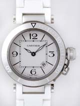 最高級カルティエスーパーコピー カルティエ時計コピー Cartier パシャ W3140002 シータイマー　レディ　SM　ホワイトラバーブレス シルバー