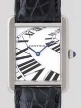 国内最大級カルティエスーパーコピー カルティエ時計コピー Cartier タンクソロ W5200017 ＳS　ＬＭ　ブラック皮ベルト ホワイト インデックスアニメーション
