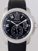 国内最大級カルティエスーパーコピー カルティエ時計コピー Cartier カリブル ドゥ カルティエ W7100014 SS　ブラック皮 ブラック