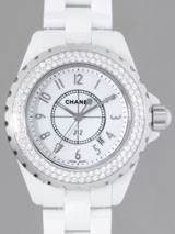 工場直売シャネルスーパーコピー シャネル時計コピー CHANEL 腕時計 J１２ H0967 33mm　ホワイトセラミックブレス　ベゼルダイヤ　 ホワイト