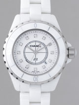 最高級シャネルスーパーコピー シャネル時計コピー CHANEL 腕時計 J１２ H1628 33mm　ホワイトセラミックブレス　１２Ｐダイヤ　 ホワイト