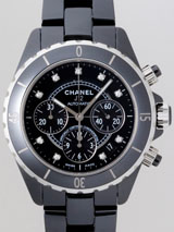 超激安シャネルスーパーコピー シャネル時計コピー CHANEL 腕時計 Ｊ１２ H2419 41mm　クロノグラフ　９Pダイヤ　ブラックセラミックブレス ブラック